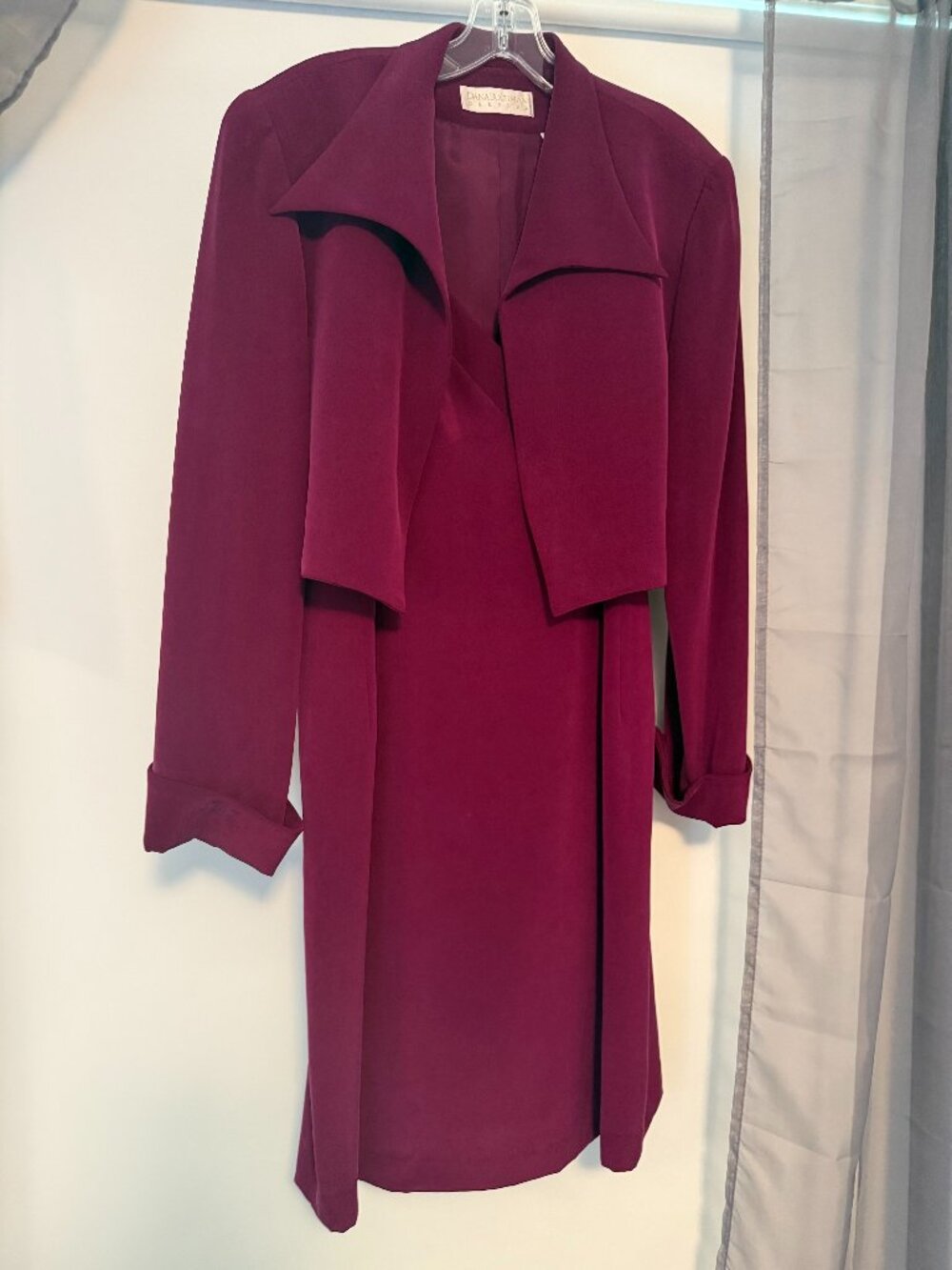 Vintage Dana Buchman Silk Burgundy Dress & Jacket 2-Piece Set Neiman Marcus